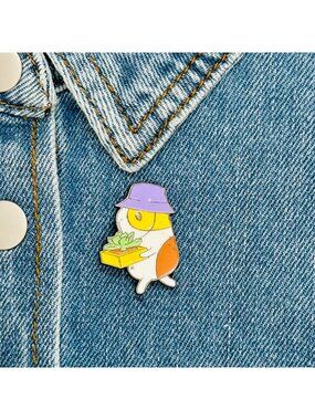 ⭐Hamster Guinea Pig Pet Succulent Gardener Pin With Hat & Plant Animal Broch Cuy